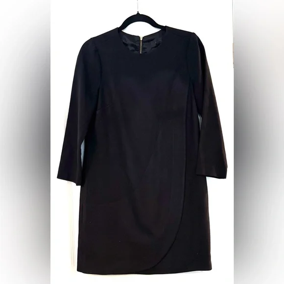 J. Crew Overlap Shift Dress in Black - Picture 2 of 8